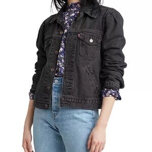 Levi's Women's Puff Sleeve Black Denim Jacket